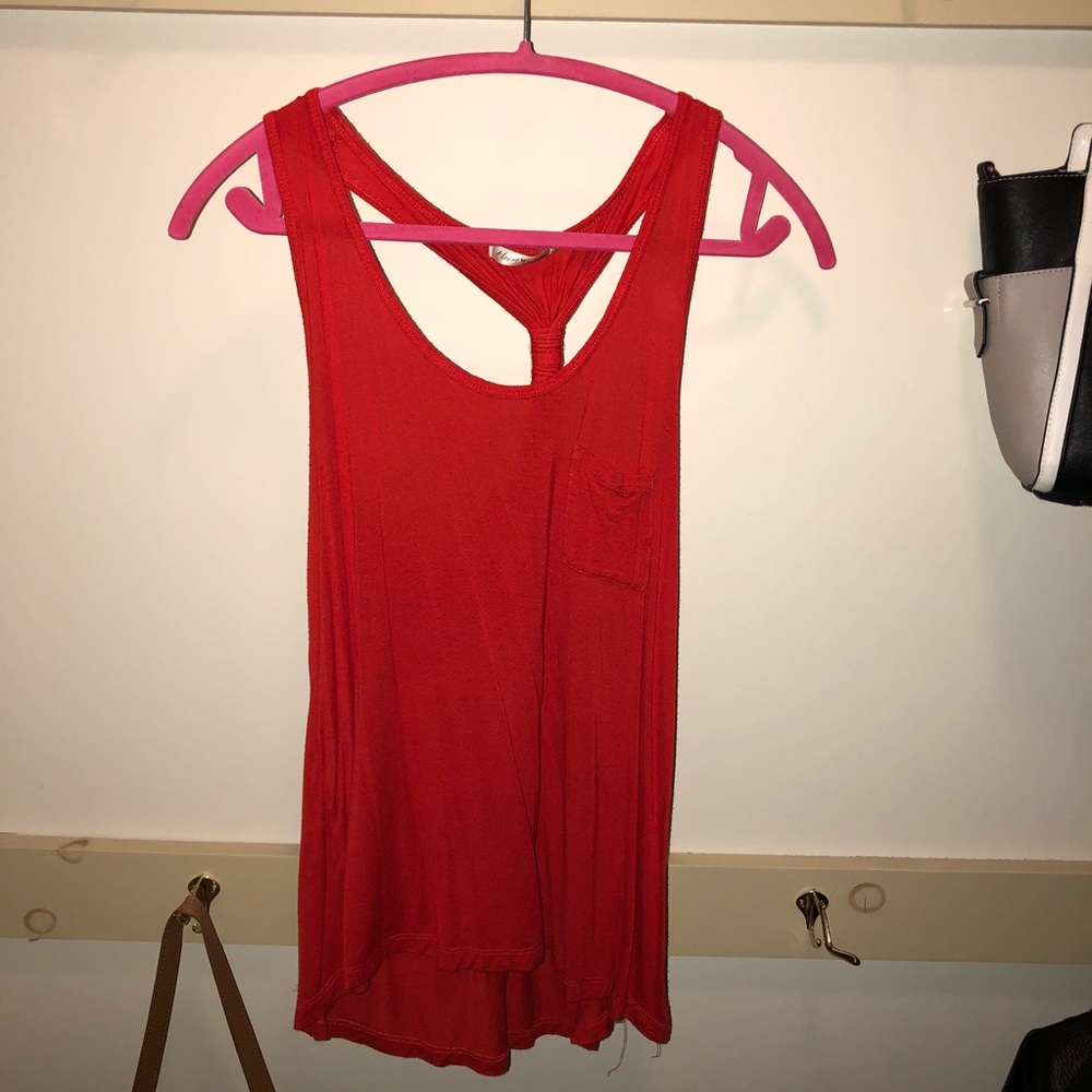 Orange Pocket Racerback Tank